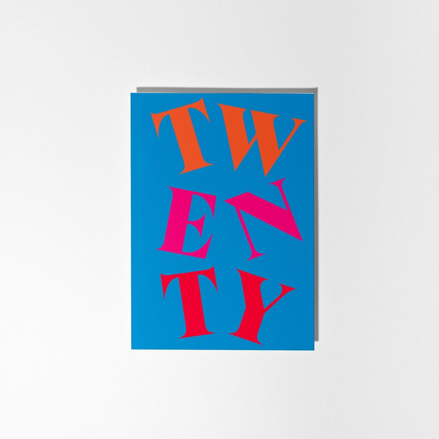 20th Birthday Card, Vibrant Typographic Birthday Card - PulpKo