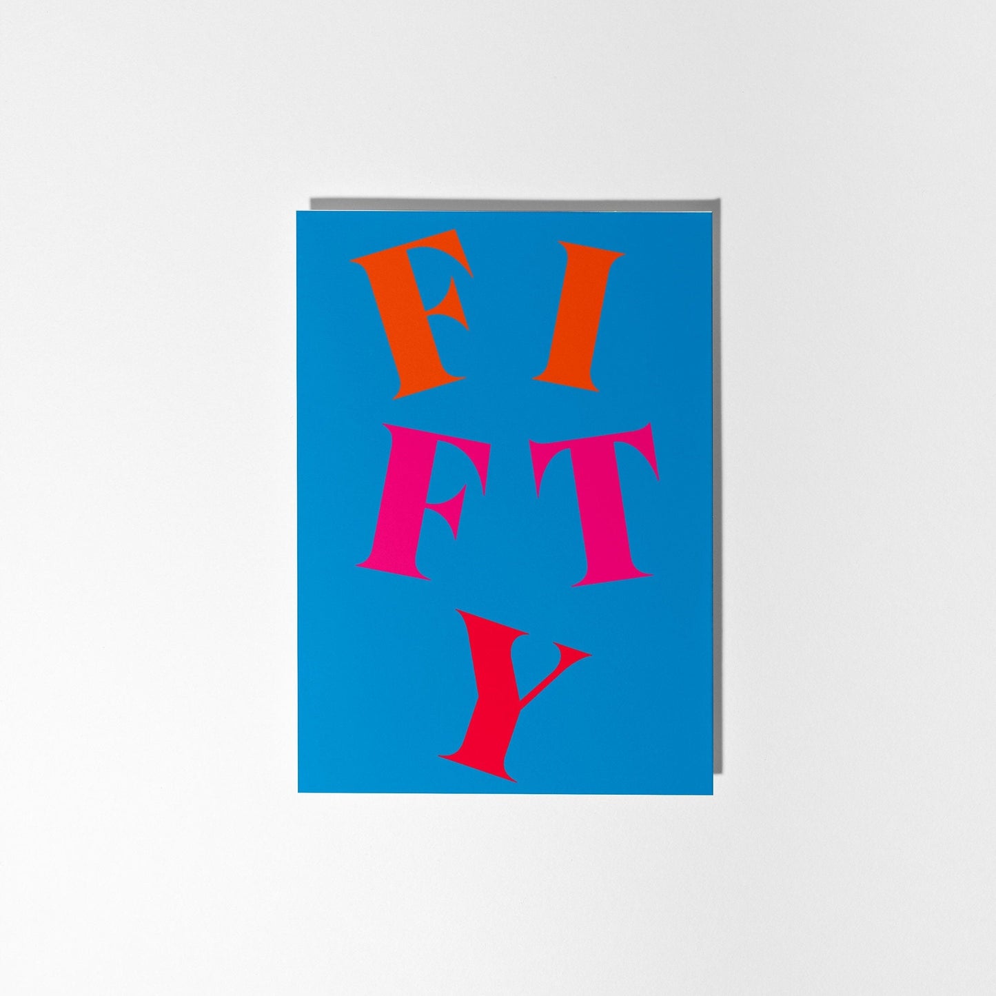 50th Birthday Card, Vibrant Typographic Birthday Card - PulpKo