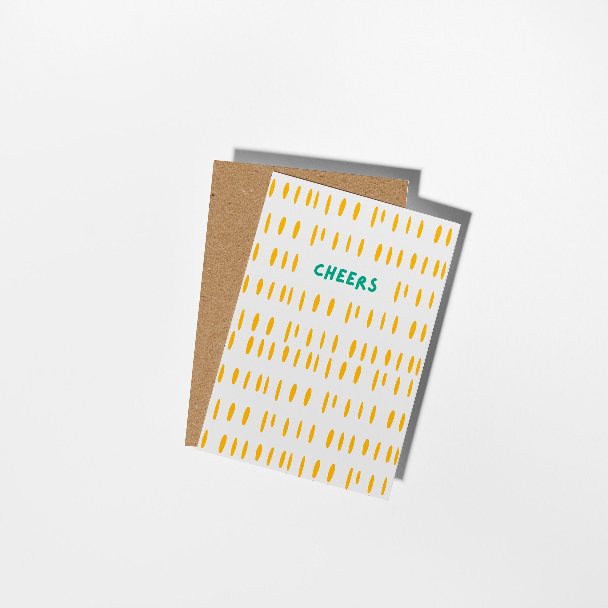 Cheers Greeting Card, Modern Yellow Pattern, Perfect to say Thank You, New Job Promotions, and Special Occasions - PulpKo