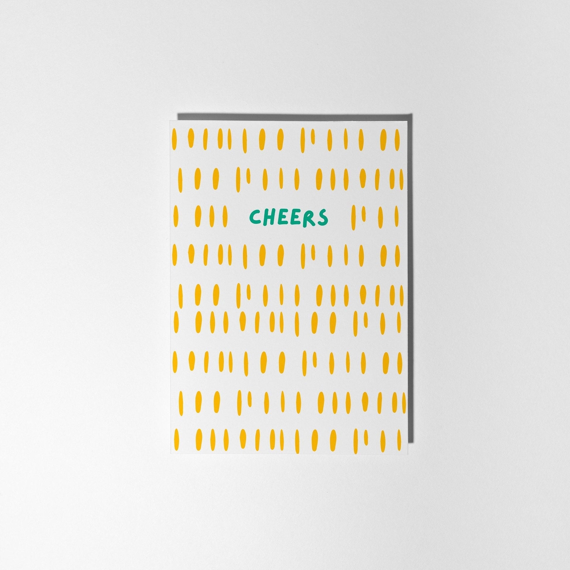 Cheers Greeting Card, Modern Yellow Pattern, Perfect to say Thank You, New Job Promotions, and Special Occasions - PulpKo