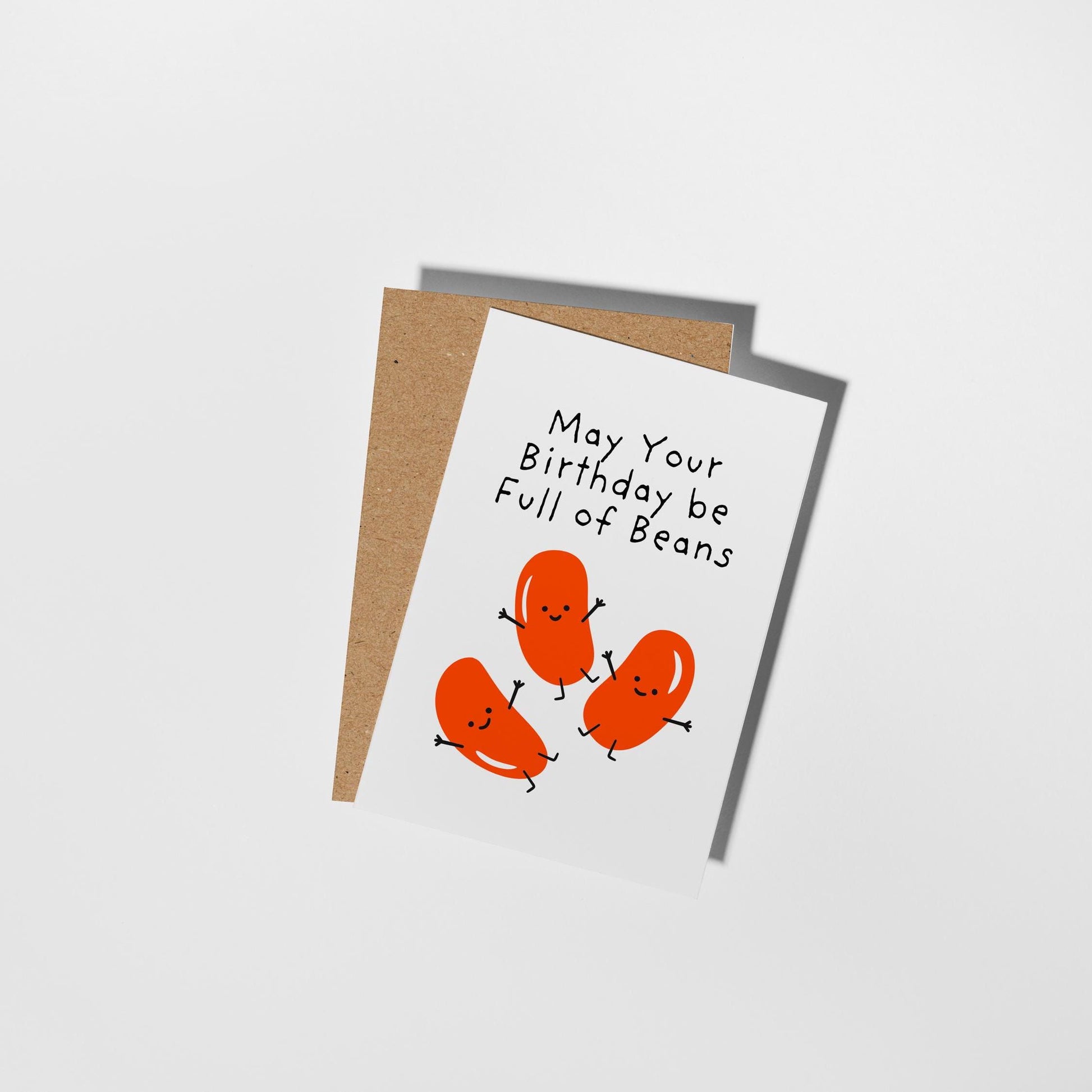 Full of Beans Funny Birthday Card, Cute & Quirky Design for Birthday Celebrations - PulpKo