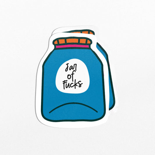 Jar of Fucks Sticker - Funny Blue Vinyl Sticker with Sarcastic Humor - PulpKo