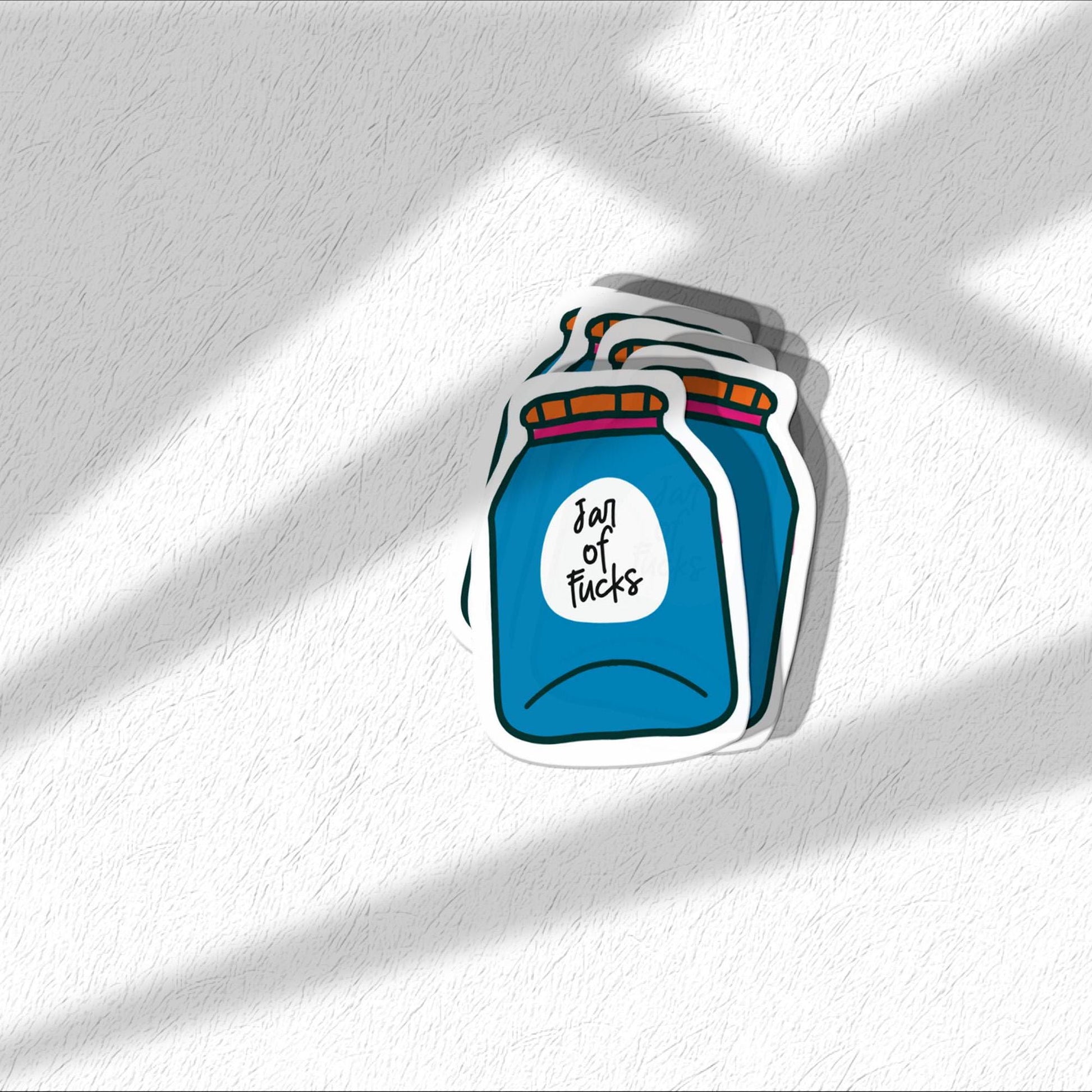 Jar of Fucks Sticker - Funny Blue Vinyl Sticker with Sarcastic Humor - PulpKo