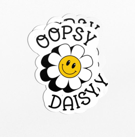 Oopsy Daisy, Waterproof Vinyl Decal for Laptops and Water Bottles - PulpKo