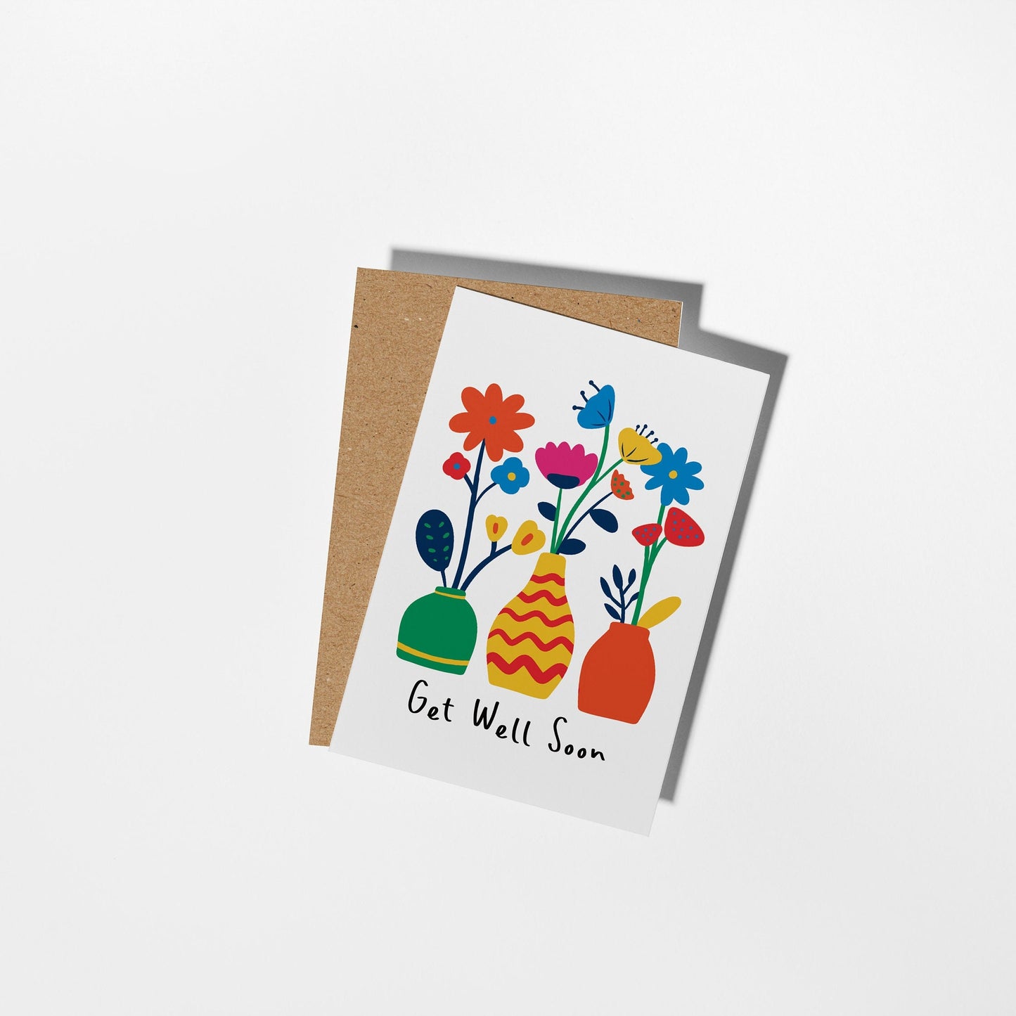 Bright Floral Get Well Soon Card, Cheerful Recovery Greeting Card - PulpKo