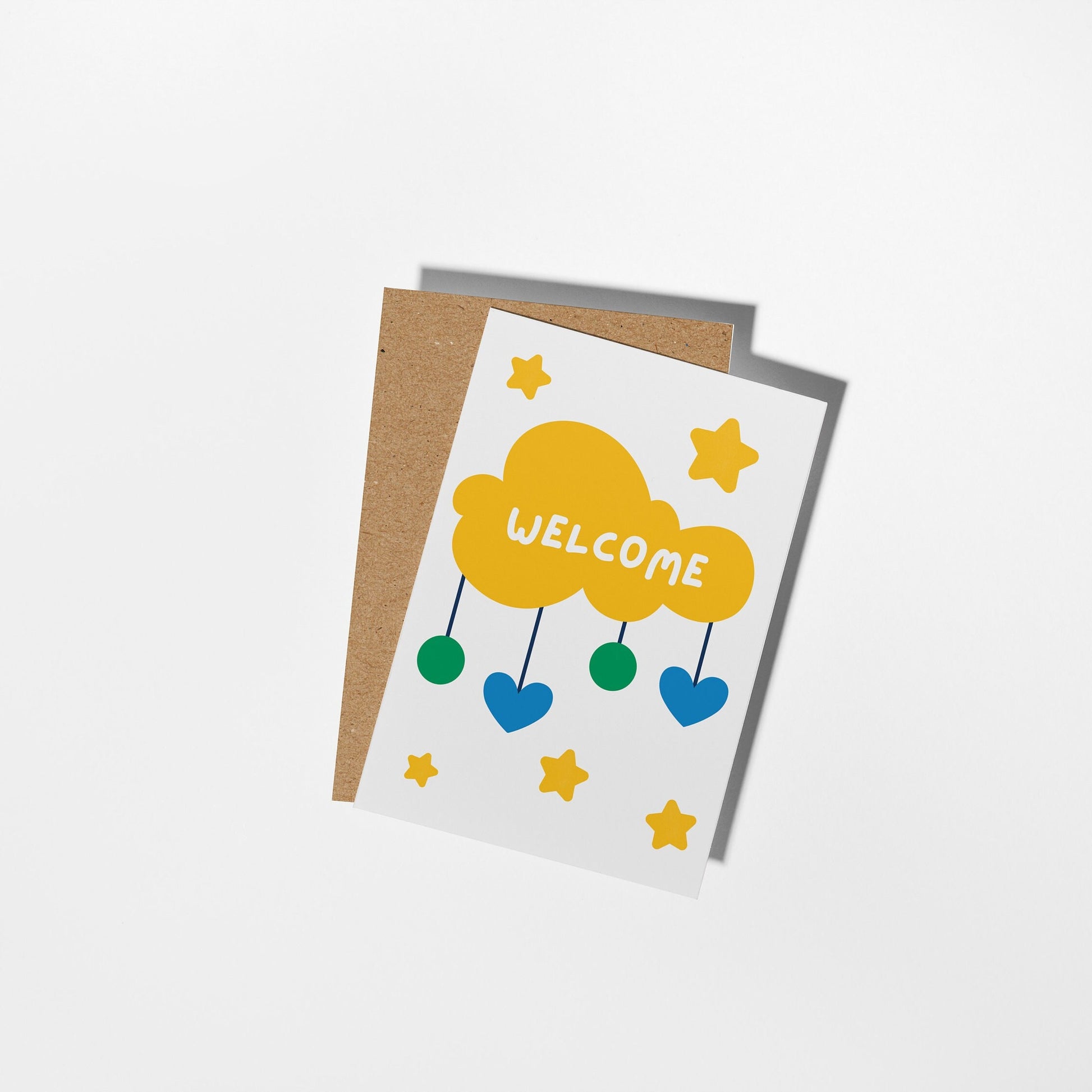 Personalised Welcome Baby Blue Greeting Card - PulpKo