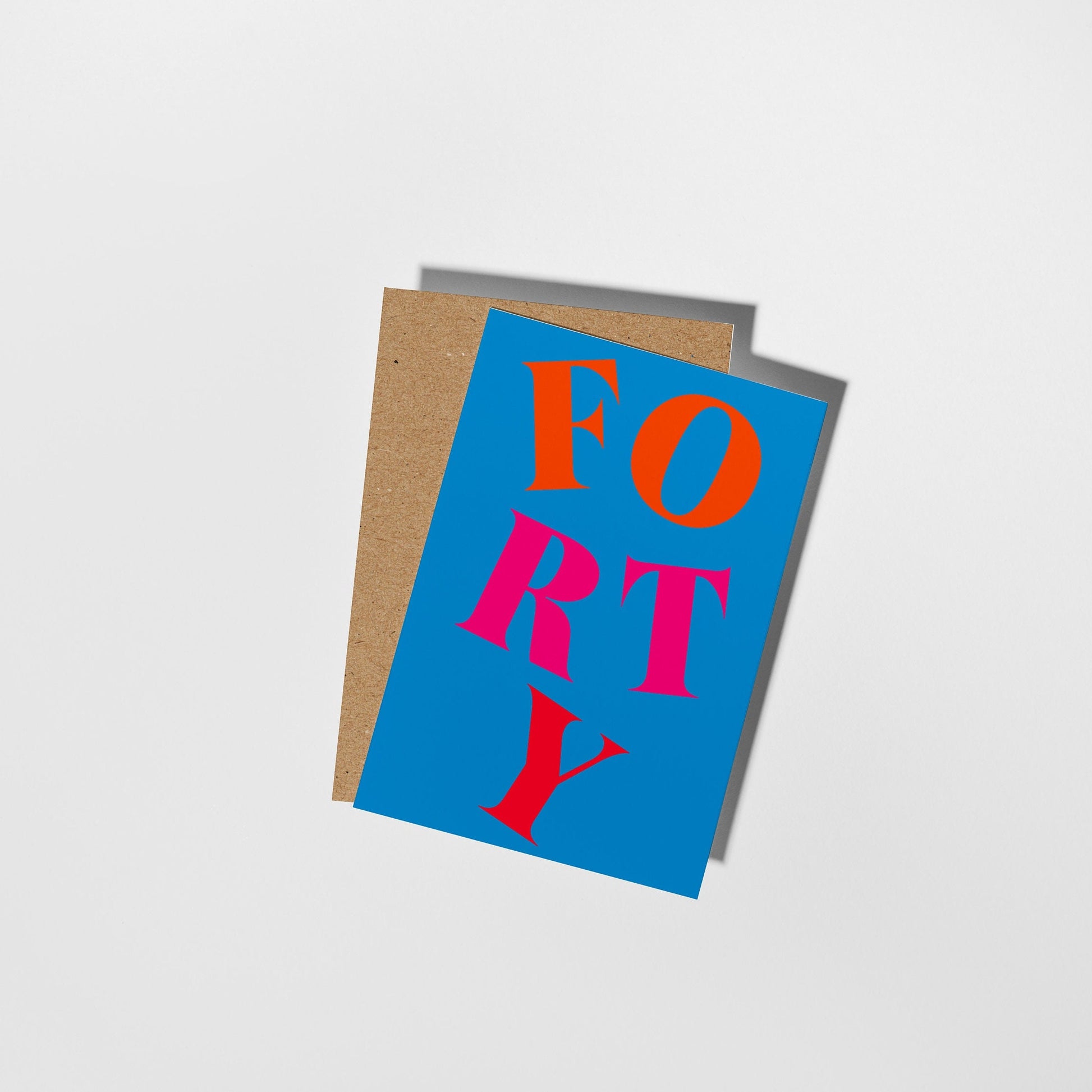 40th Birthday Card, Vibrant Typographic Birthday Card - PulpKo