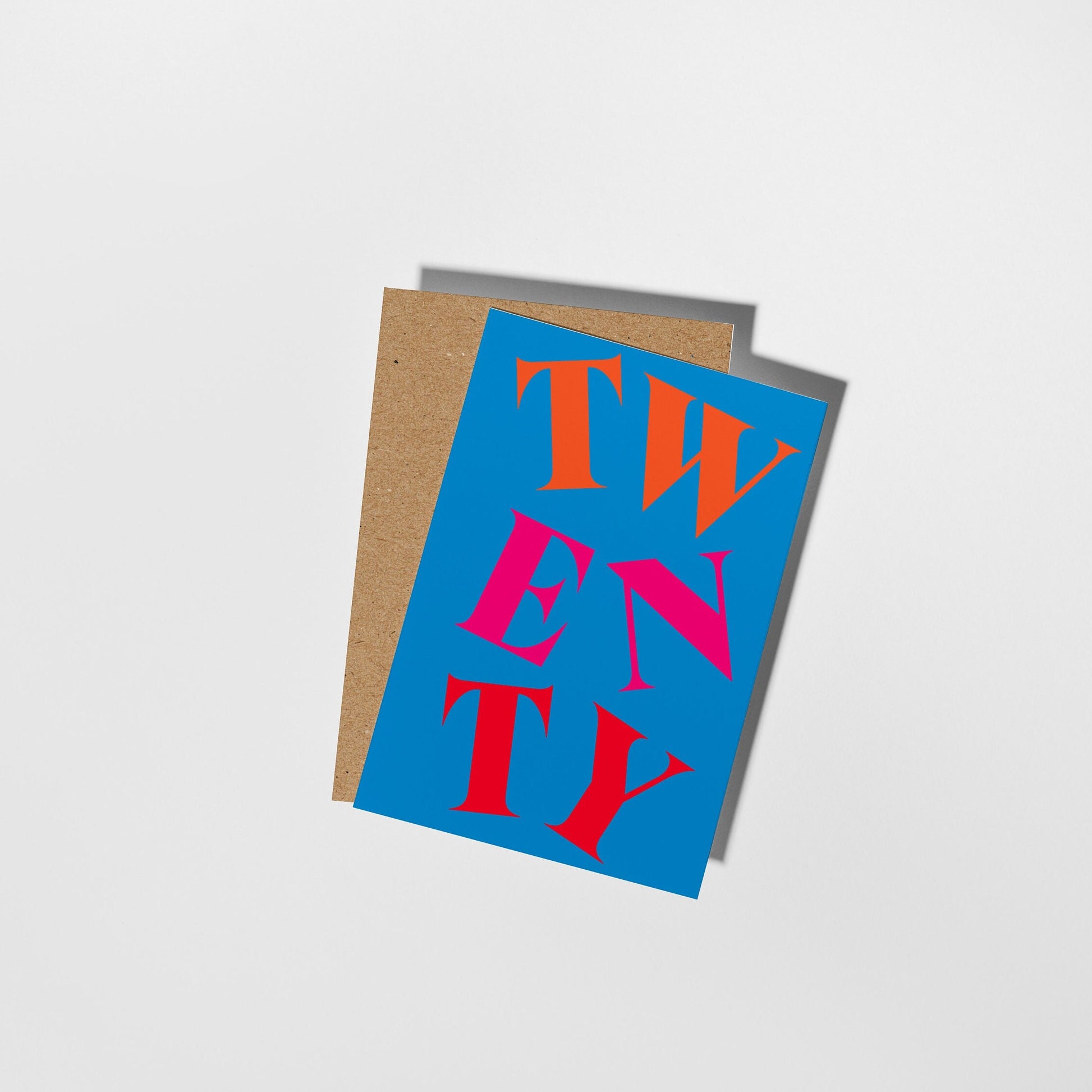 20th Birthday Card, Vibrant Typographic Birthday Card - PulpKo