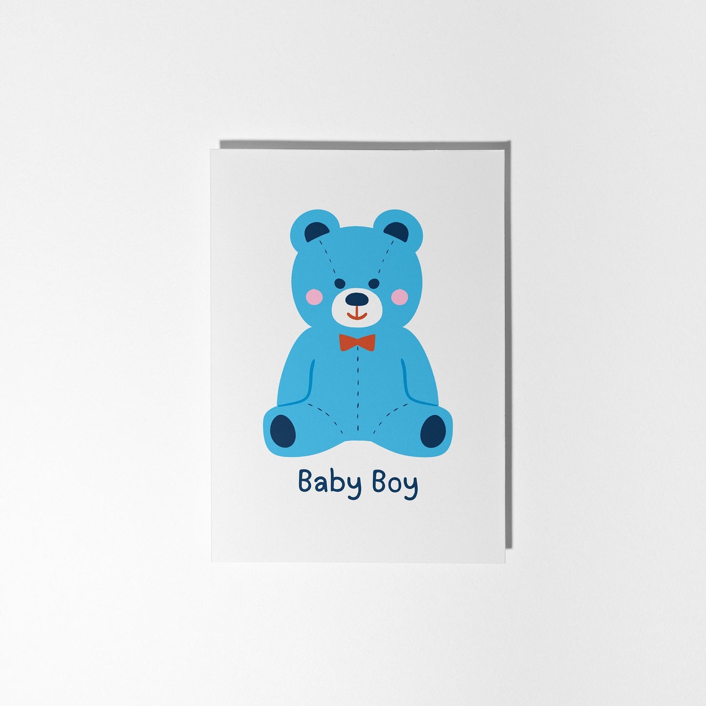 Personalised New Baby Greeting Card with Blue Teddy - PulpKo