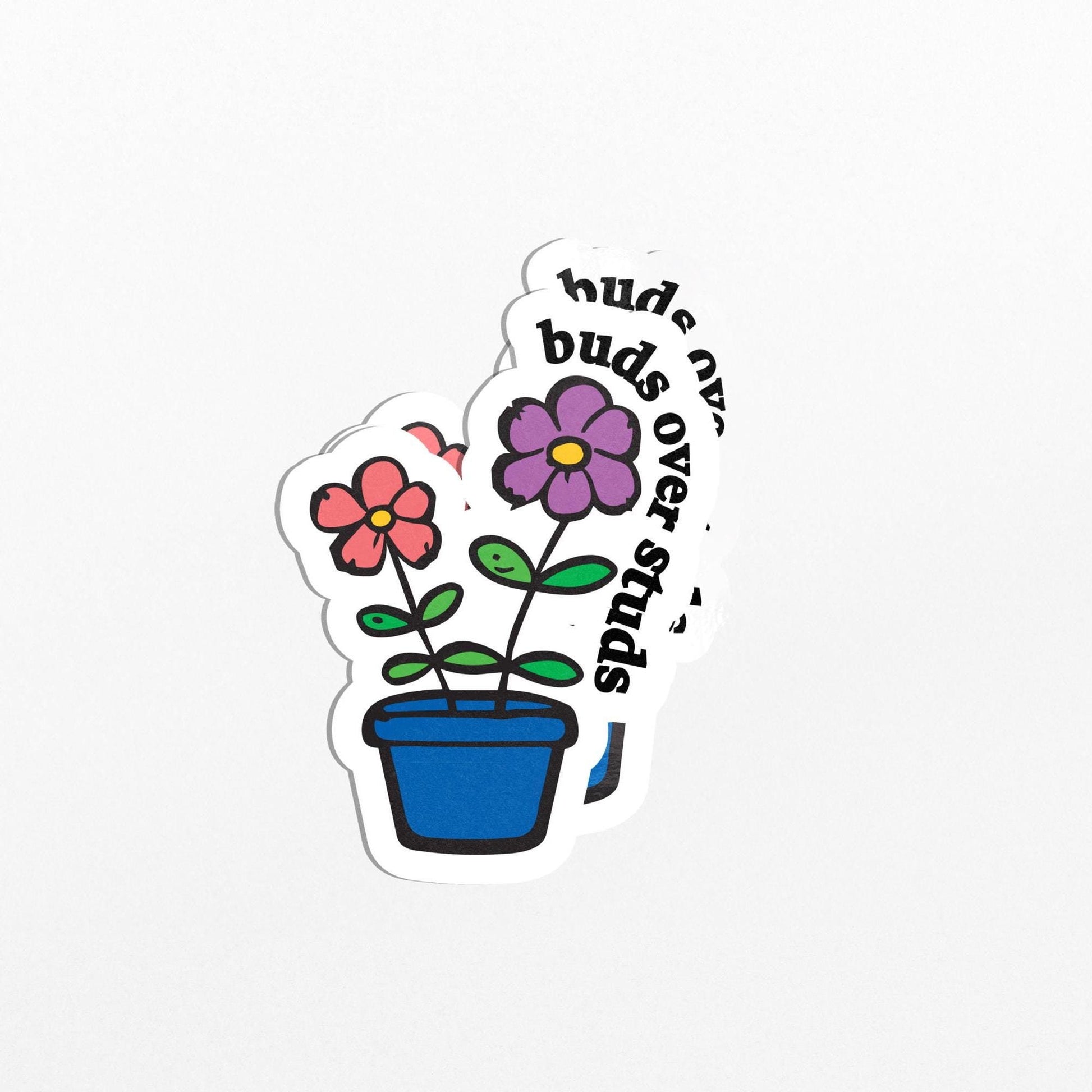 Buds Over Studs Plant Sticker For Laptop, Water Bottle, Notebook - PulpKo