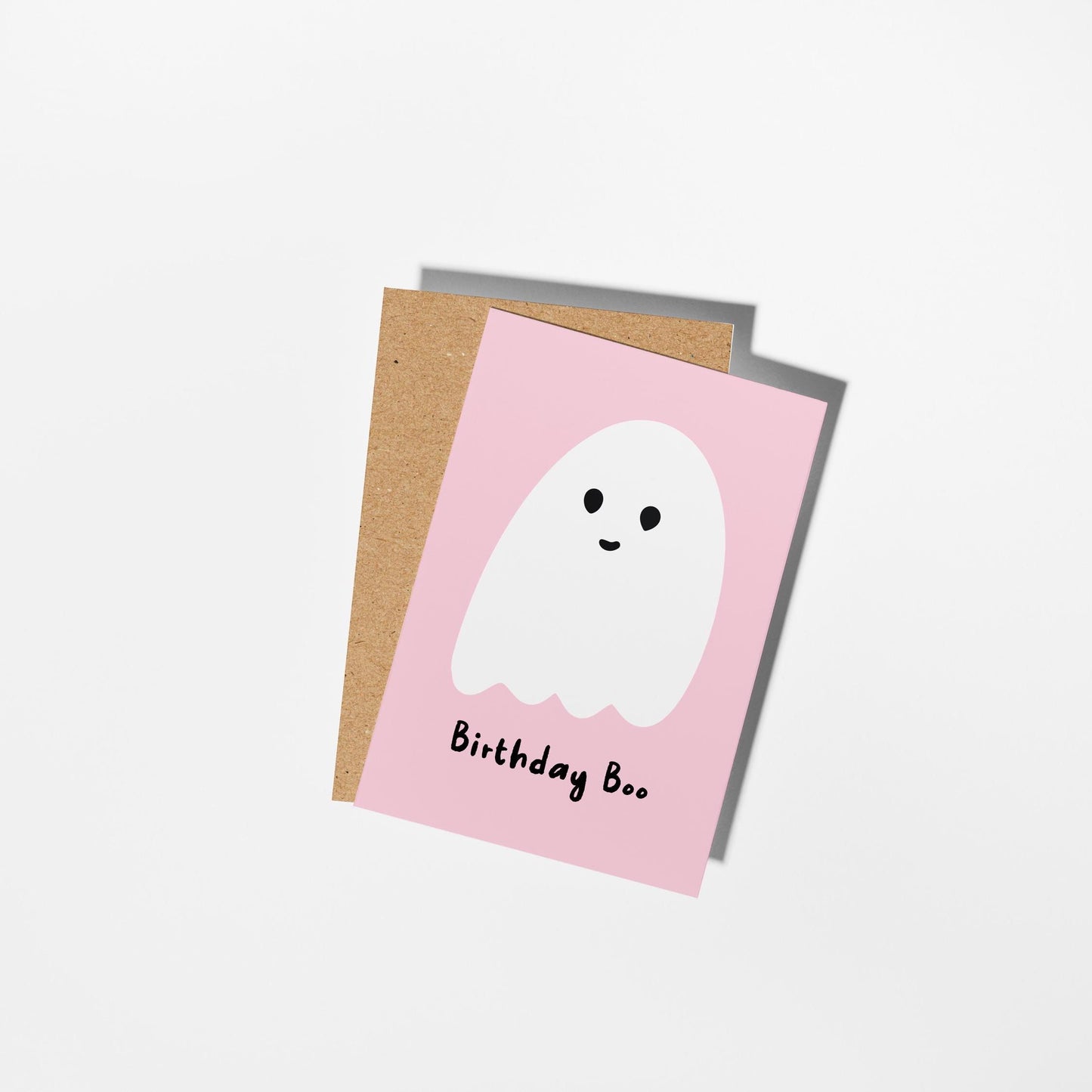 Birthday Boo, Cute Pink Ghost Birthday Card - PulpKo