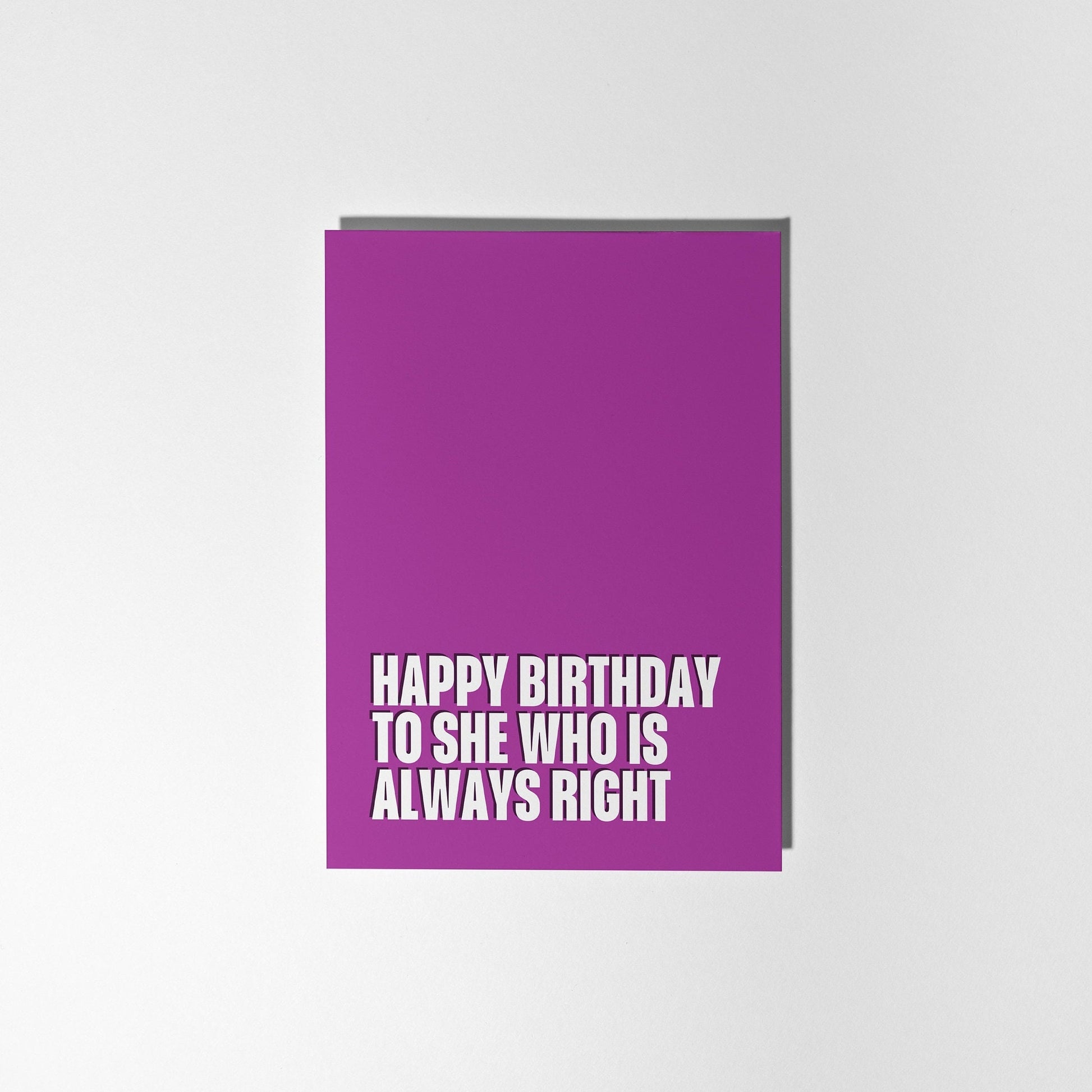 She Who is Always Right Purple Birthday Card for Her - PulpKo