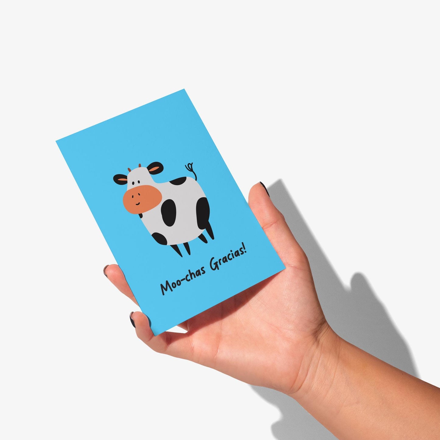 Moo-Chas Gracias, Cute Cow Thank You Card - PulpKo