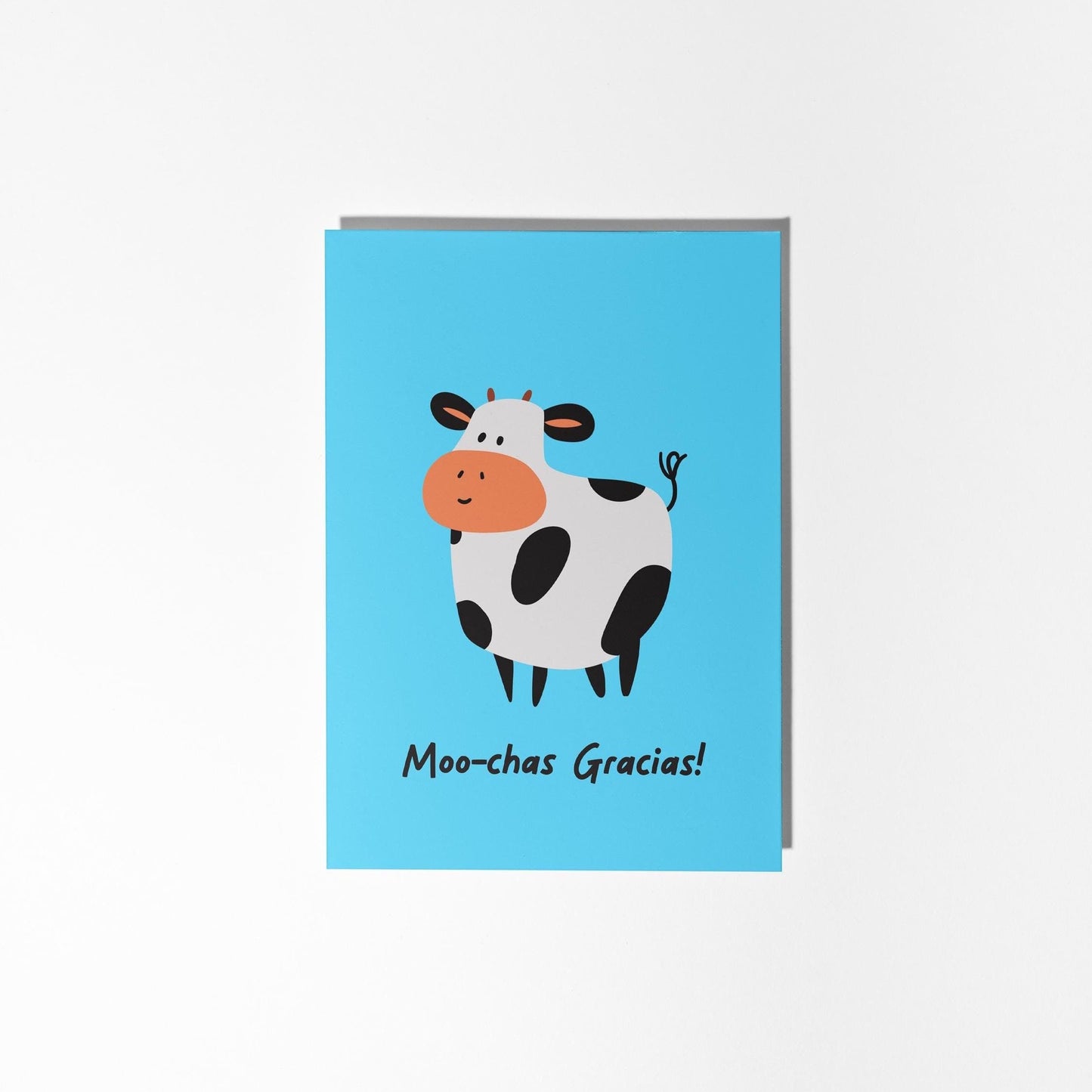 Moo-Chas Gracias, Cute Cow Thank You Card - PulpKo