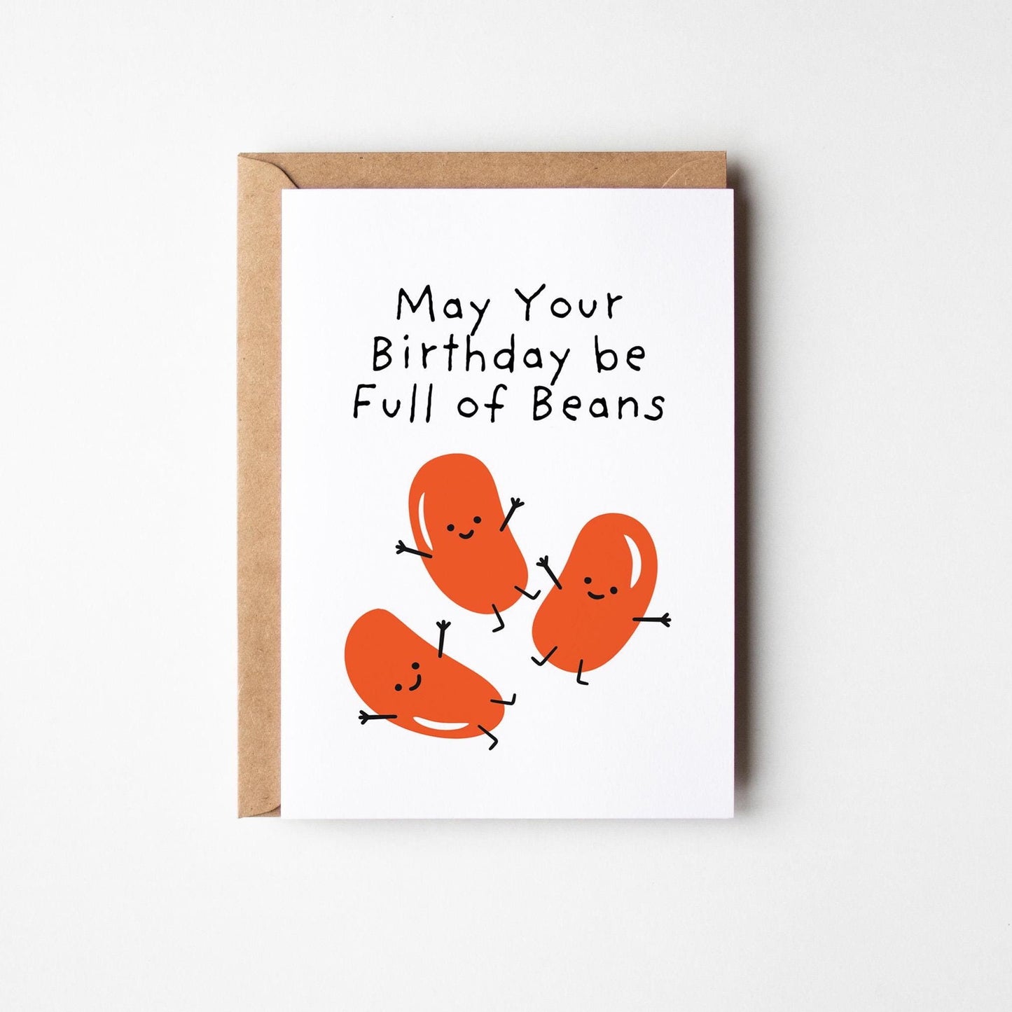 Full of Beans Funny Birthday Card, Cute & Quirky Design for Birthday Celebrations - PulpKo