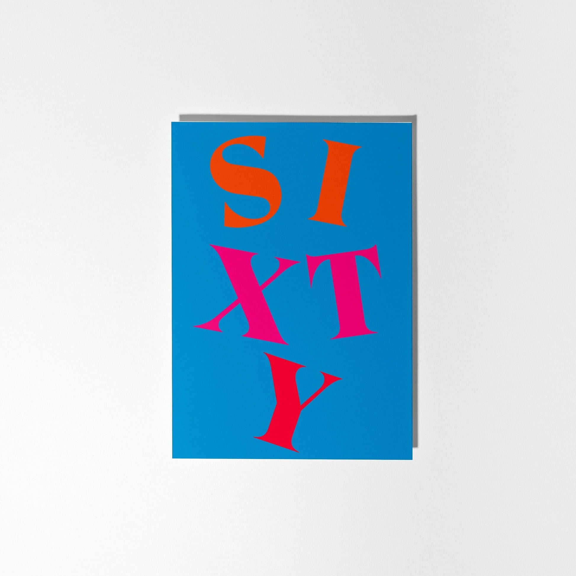 60th Birthday Card, Vibrant Typographic Birthday Card - PulpKo