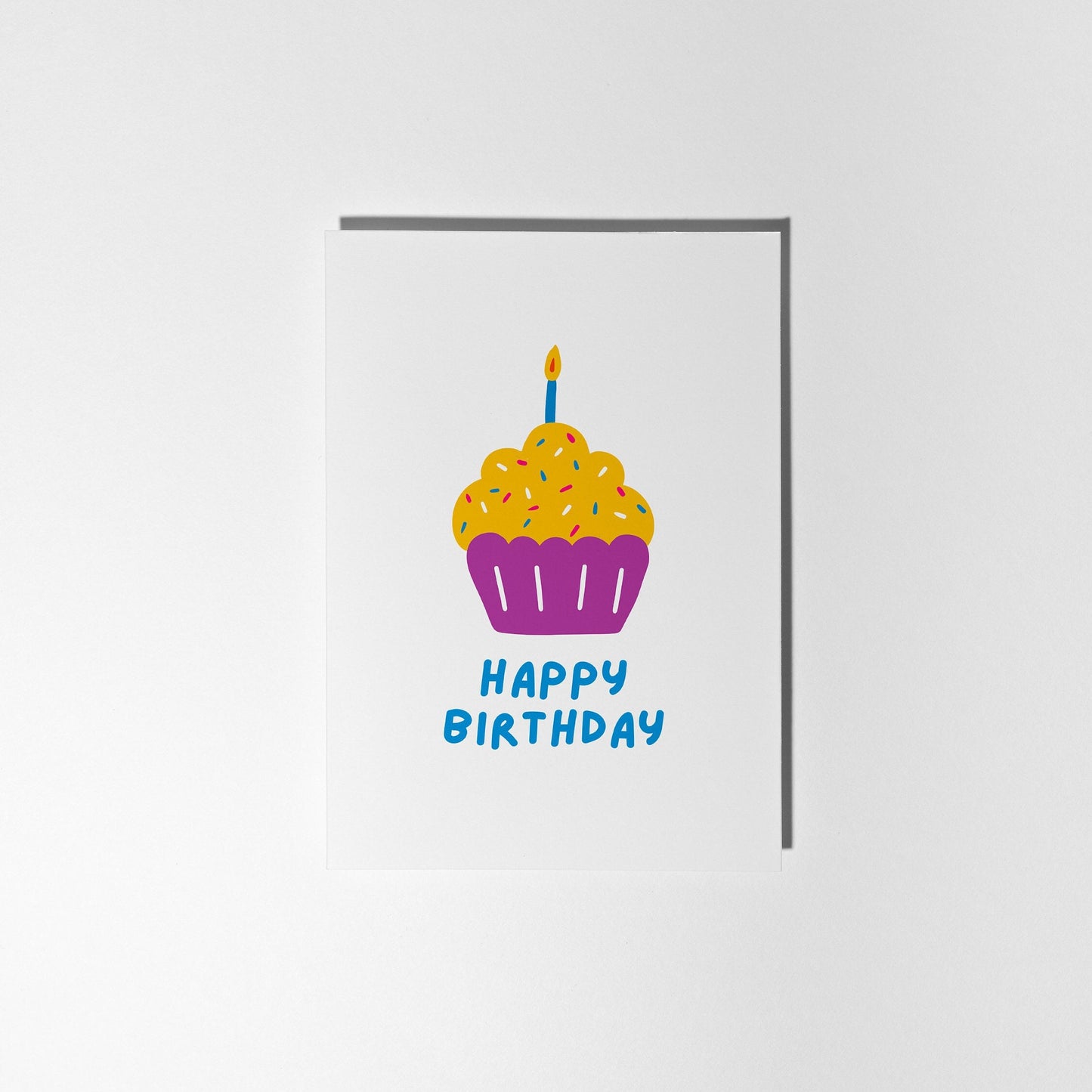 Happy Birthday Purple Cupcake, Hand-drawn Greeting Card for Birthday - PulpKo