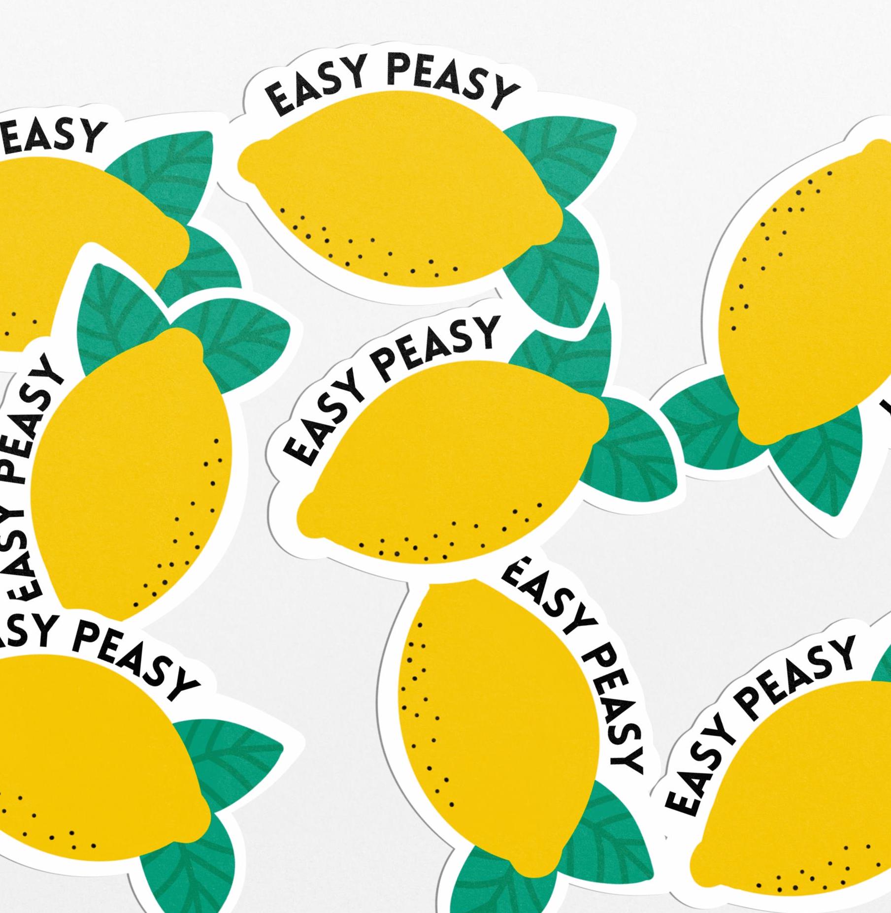 Easy Peasy Lemon Squeezy Vinyl Sticker | Fun, Waterproof Lemon Sticker for Laptops, Water Bottles & Notebooks - PulpKo