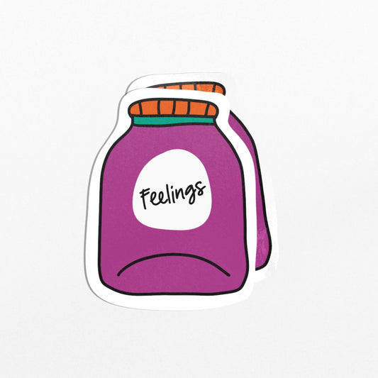 Jar of Feelings Sticker - Purple Vinyl Sticker with Sarcastic Humor - PulpKo