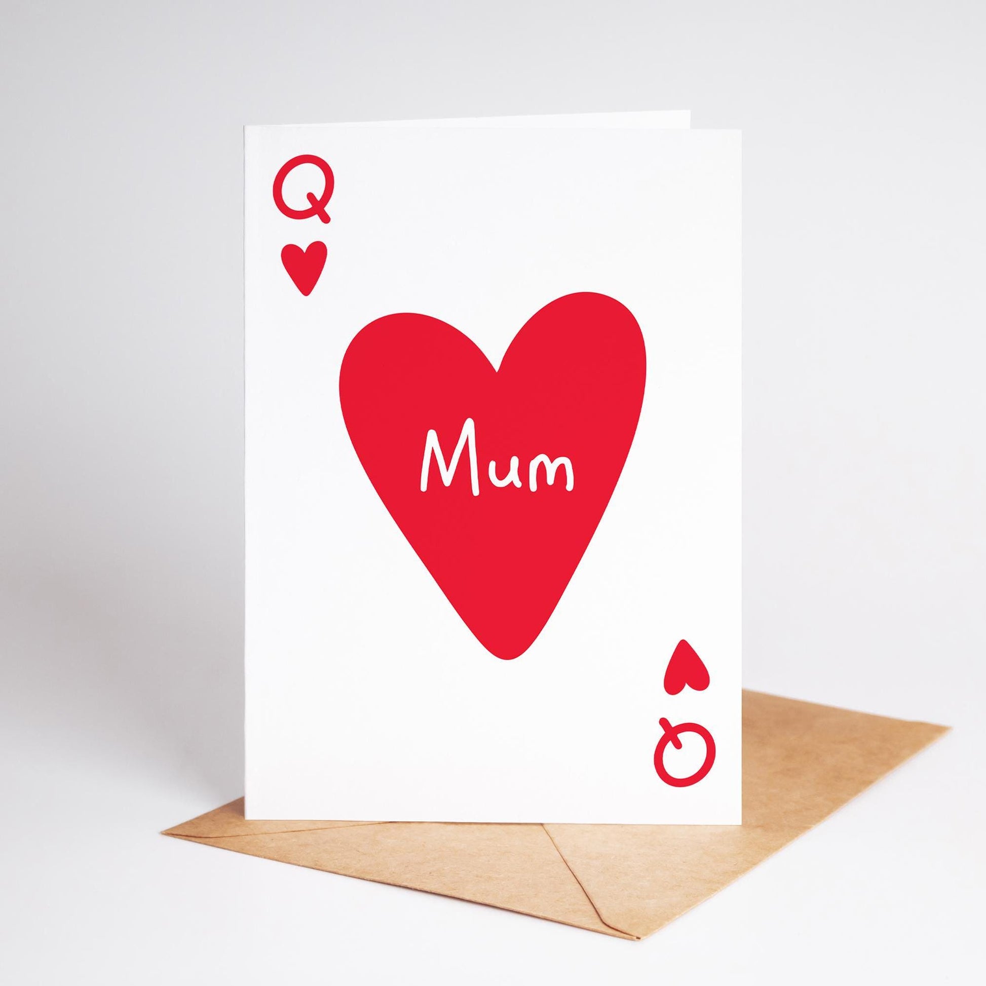 Queen of Hearts Card for Mum, Mother's Day Card, Mum Birthday Card - PulpKo