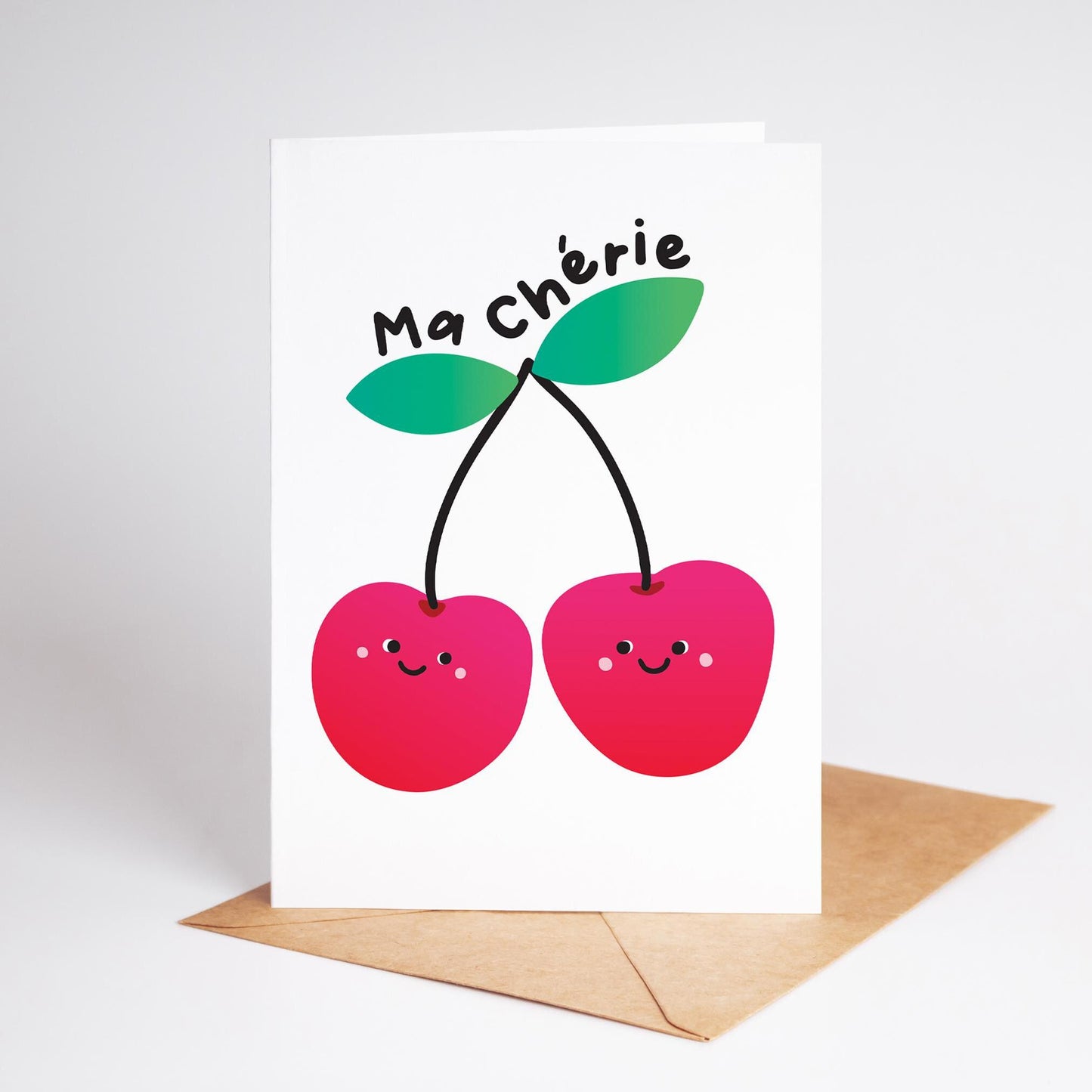 Ma Chérie Cute Cherry Card – Fun & Playful Love Card for Partner or Friend - PulpKo