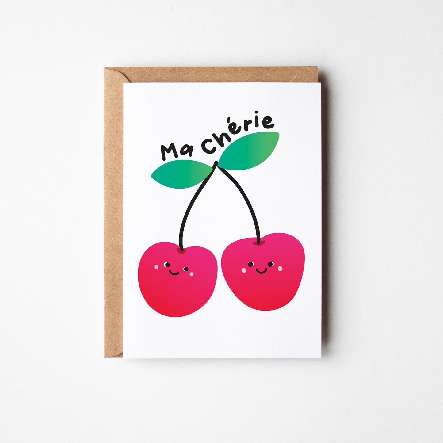 Ma Chérie Cute Cherry Card – Fun & Playful Love Card for Partner or Friend - PulpKo