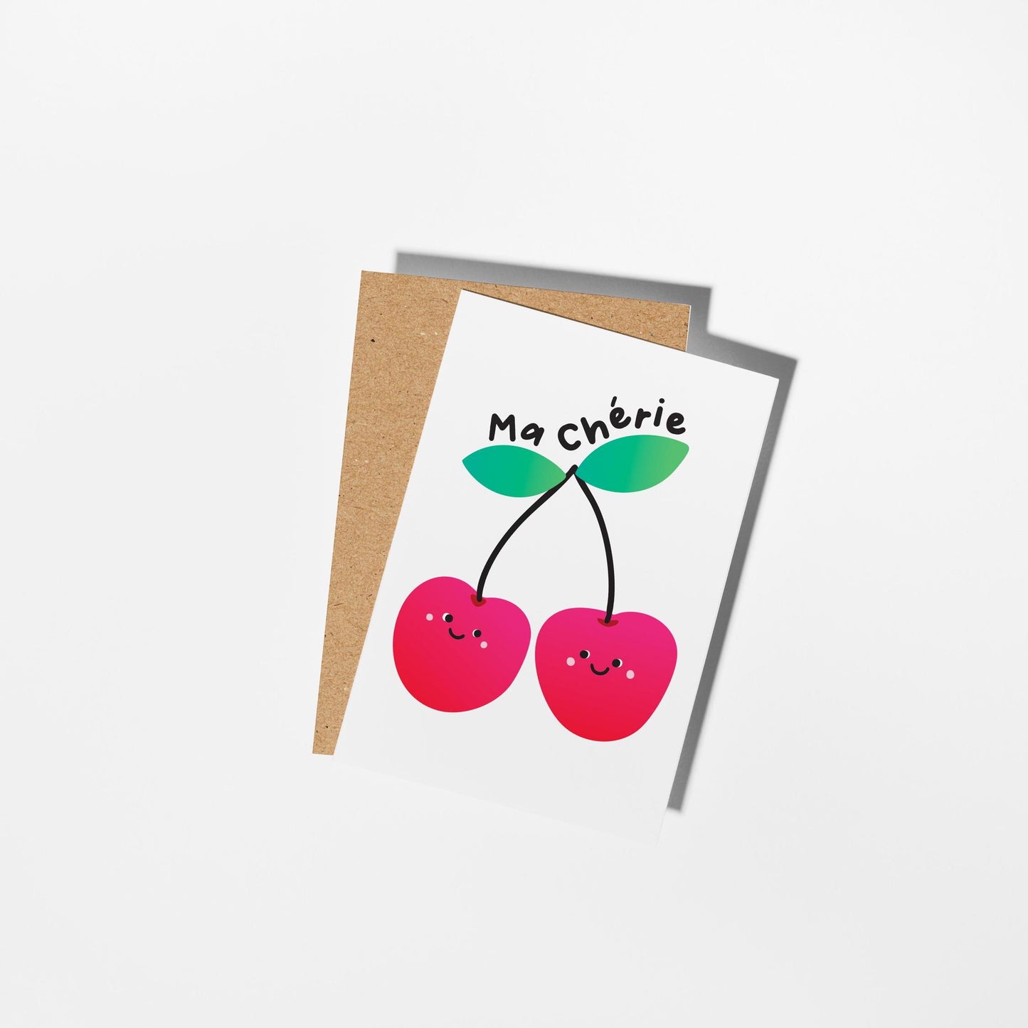 Ma Chérie Cute Cherry Card – Fun & Playful Love Card for Partner or Friend - PulpKo