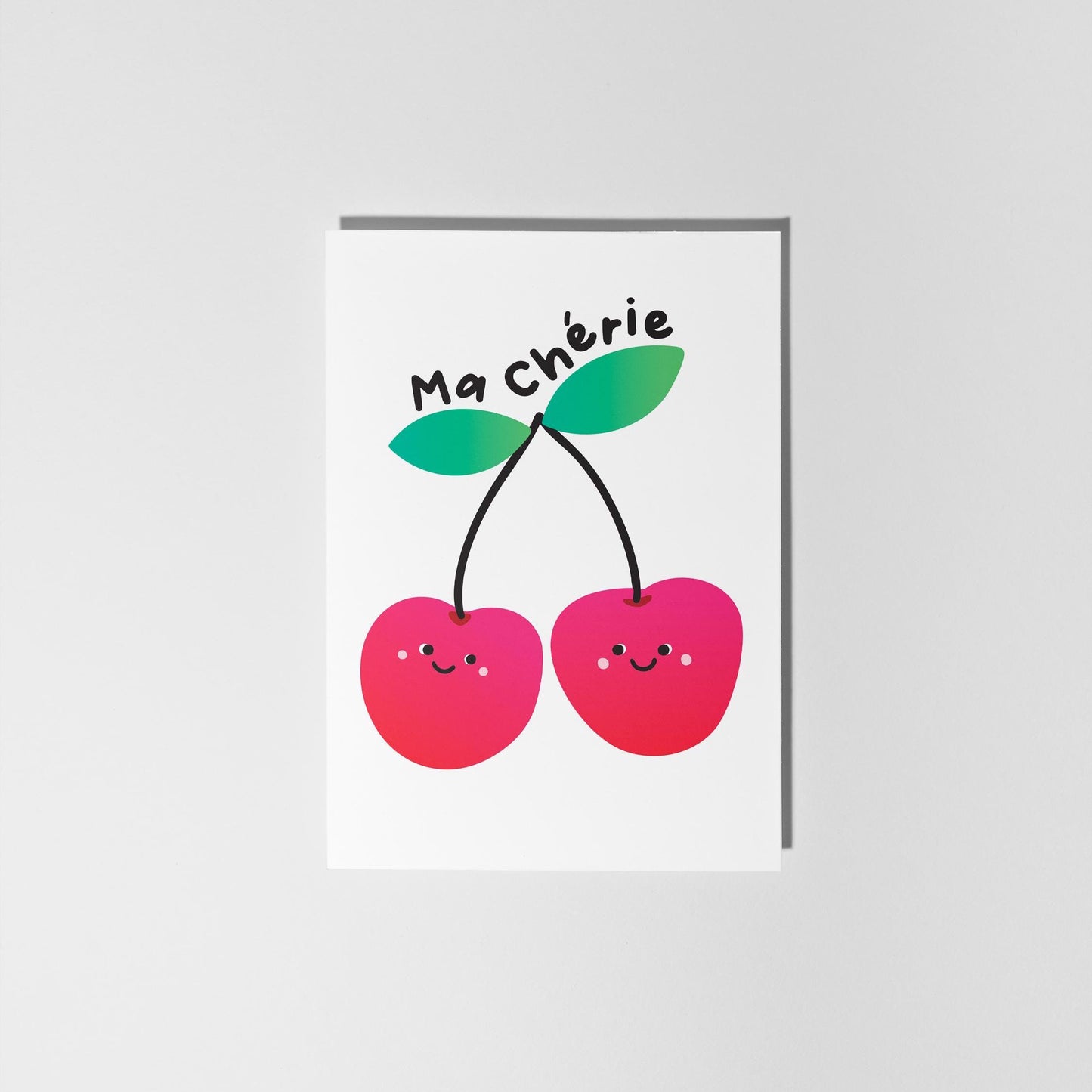 Ma Chérie Cute Cherry Card – Fun & Playful Love Card for Partner or Friend - PulpKo