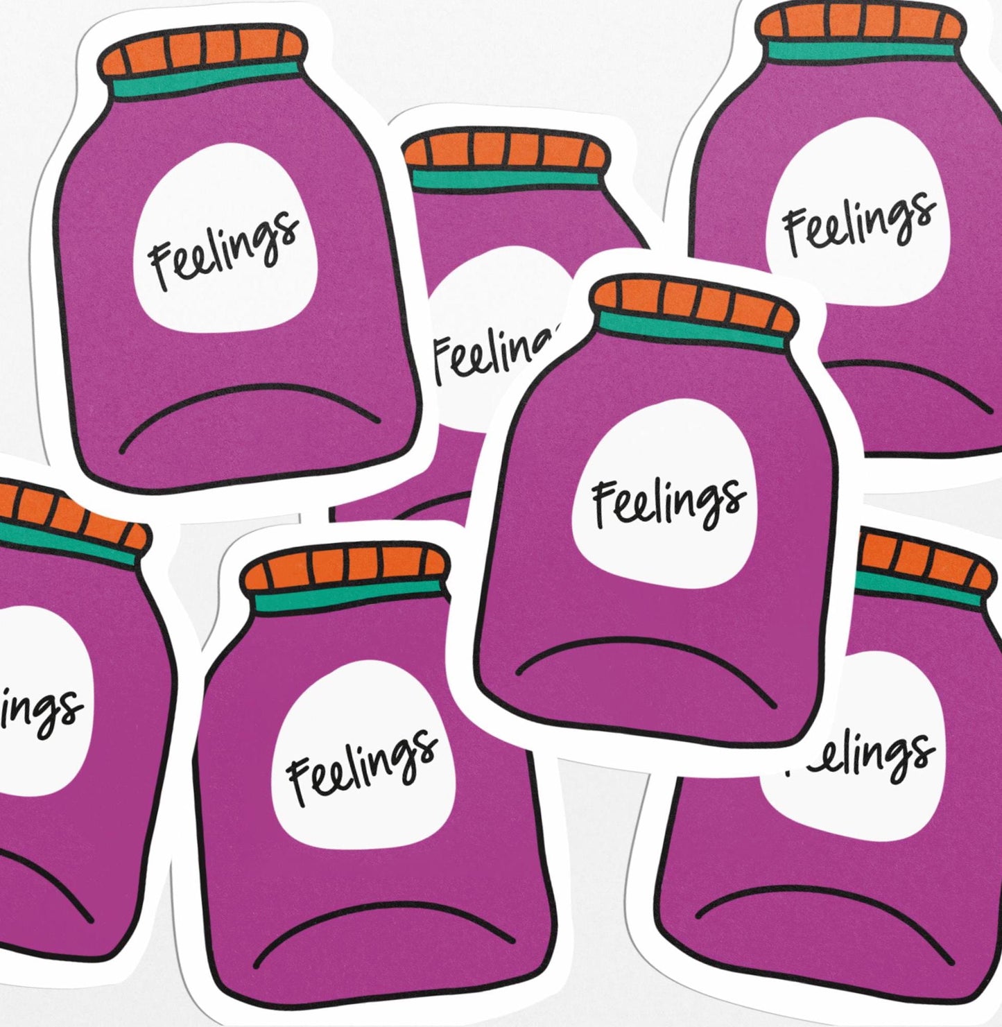 Jar of Feelings Sticker - Purple Vinyl Sticker with Sarcastic Humor - PulpKo